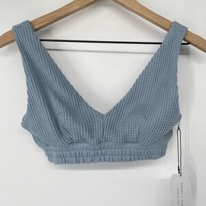 NWT Better Together Waffle Knit Bralette Top Dusty Blue Coastal Boho Lounge‎ S